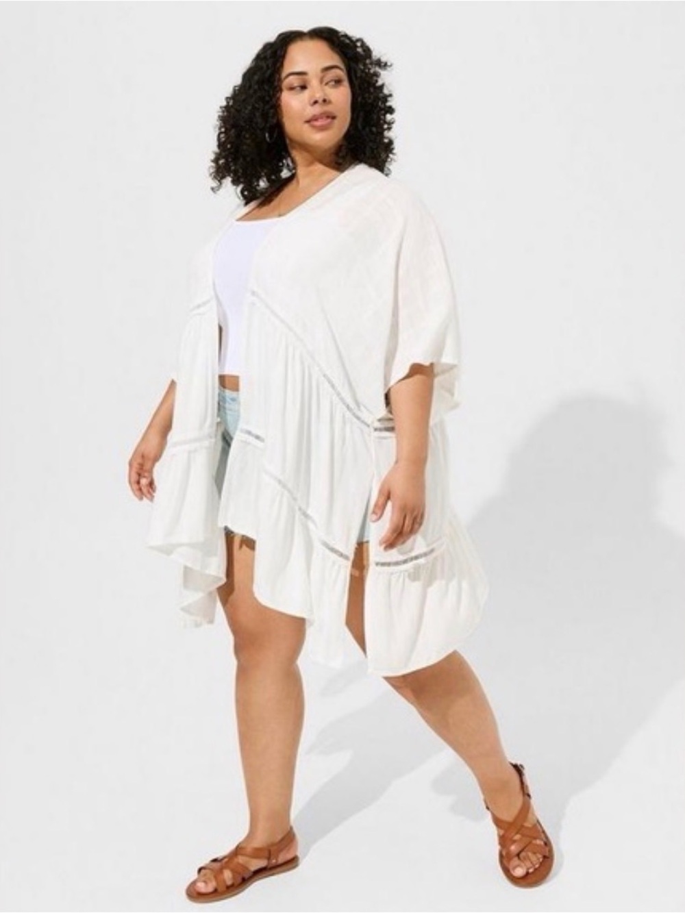 torrid White Textured Ruana Cover-Up